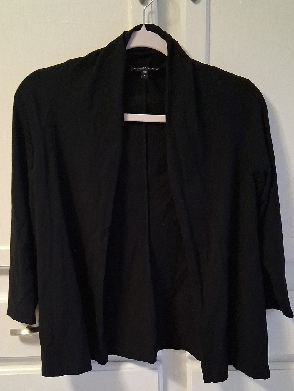 Eileen Fisher Black Open Front Lightweight Cardigan